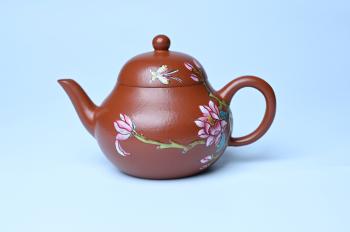 美壶定制老师紫砂壶 紫砂壶特惠 优质朱泥梨形壶 蝶恋花 茶人醉爱 原矿朱泥 - 紫砂壶信息网