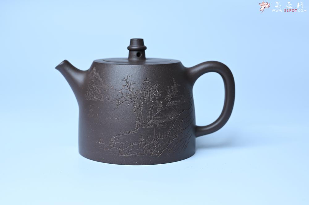 紫砂壶图片：紫砂壶特惠 老紫泥精致山水汉铎壶 茶人醉爱 - 紫砂壶信息网