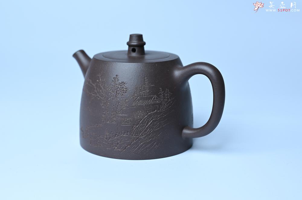 紫砂壶图片：紫砂壶特惠 老紫泥精致山水汉铎壶 茶人醉爱 - 紫砂壶信息网