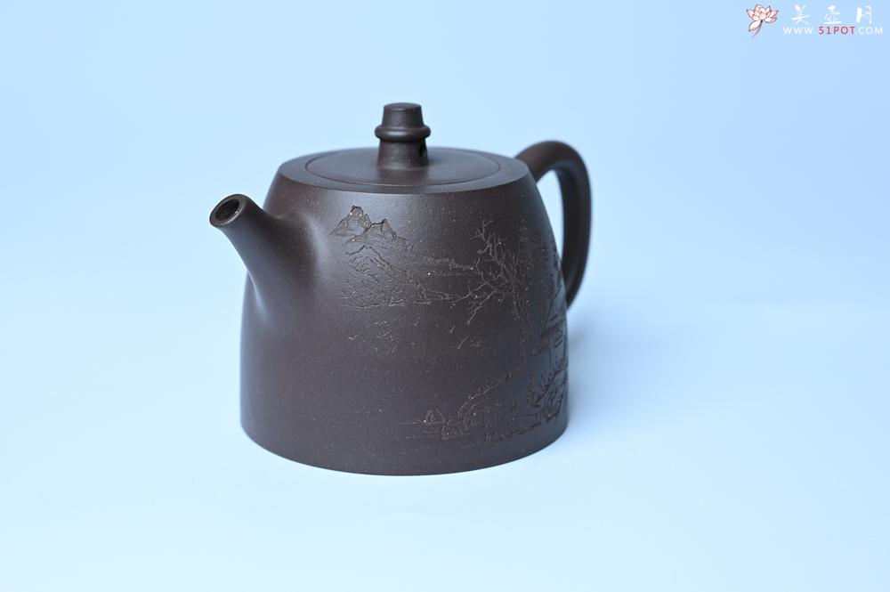紫砂壶图片：紫砂壶特惠 老紫泥精致山水汉铎壶 茶人醉爱 - 紫砂壶信息网