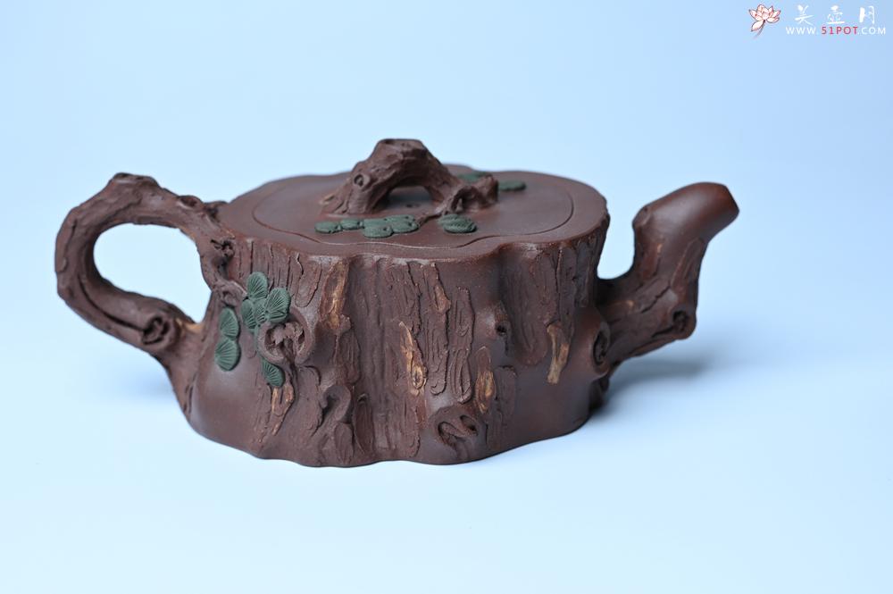 紫砂壶图片：实力派国工奚亮 全手工双色松桩壶 此壶灵动刻画描绘松桩之形 - 紫砂壶信息网