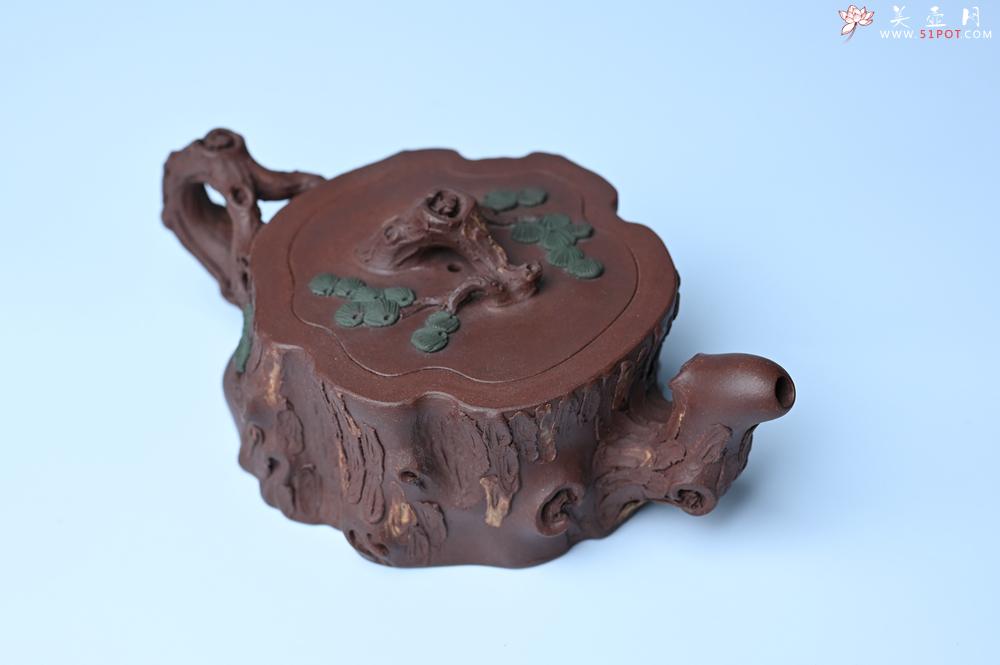 紫砂壶图片：实力派国工奚亮 全手工双色松桩壶 此壶灵动刻画描绘松桩之形 - 紫砂壶信息网