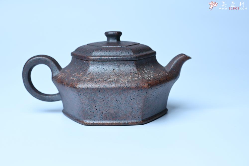 紫砂壶图片：紫砂壶特惠 柴烧六方虚扁紫砂壶 茶人醉爱 - 紫砂壶信息网