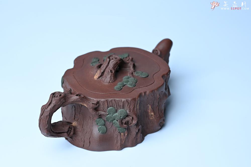 紫砂壶图片：实力派国工奚亮 全手工双色松桩壶 此壶灵动刻画描绘松桩之形 - 紫砂壶信息网