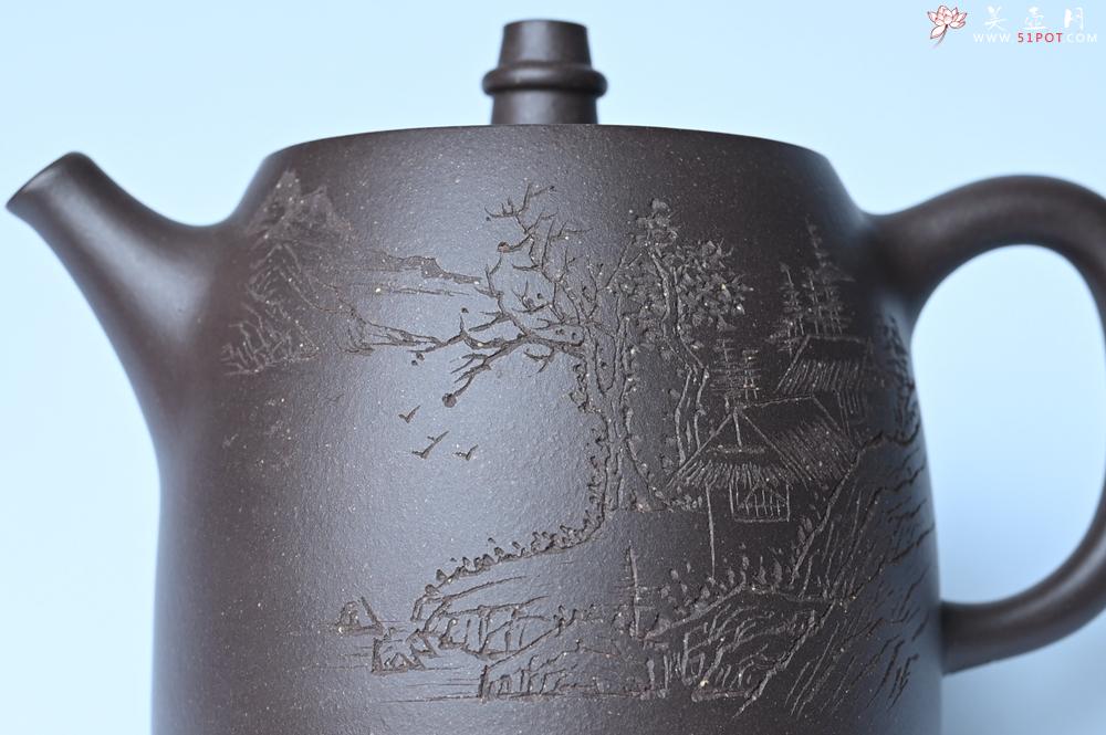 紫砂壶图片：紫砂壶特惠 老紫泥精致山水汉铎壶 茶人醉爱 - 紫砂壶信息网