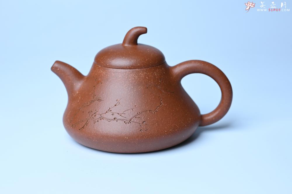 紫砂壶图片：紫砂壶特惠 潜力股王老师 全手工拍打成型茄瓢壶 装饰枯枝鸟 特文气 - 紫砂壶信息网